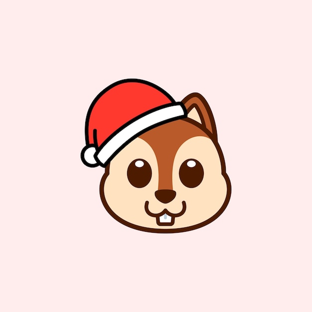Squirrel Wearing Santa Hat Illustration