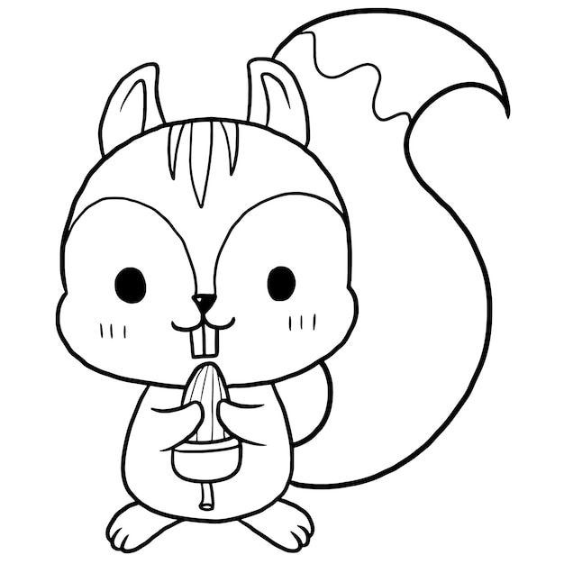 Squirrel with a cup of milk in his hand