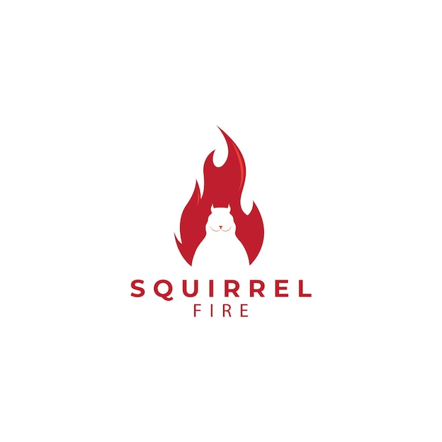 Lo scoiattolo con l'illustrazione dell'icona di vettore del disegno del logo della coda di fuoco