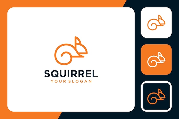 squirrel with line art logo design inspiration