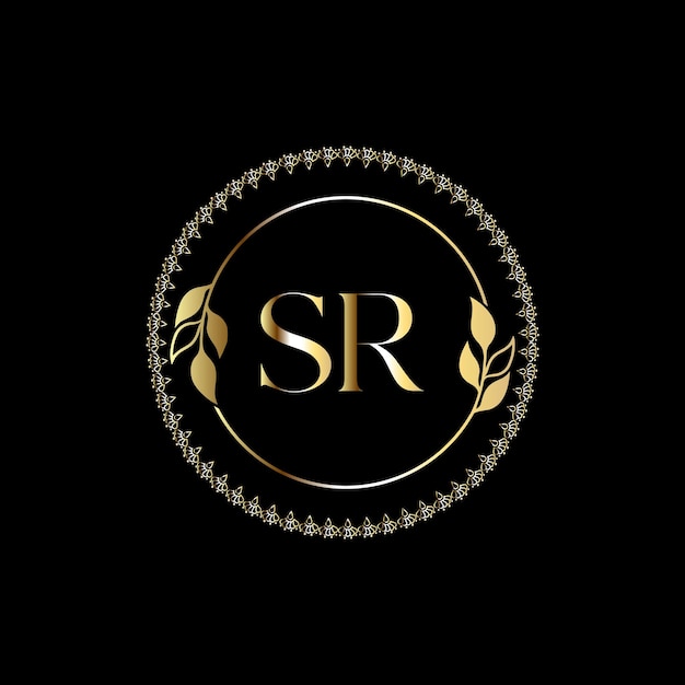 Vector sr monogram logotype for celebration, jewelry, wedding, greeting card, invitation vector template