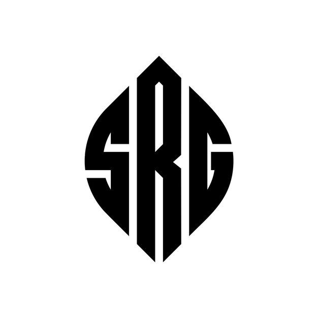 Vettore design del logo della lettera circolare srg con forma di cerchio e ellisse lettere ellisse srg con stile tipografico le tre iniziali formano un logo circolare ssrg emblema circolare monogramma astratto lettera marca vettore