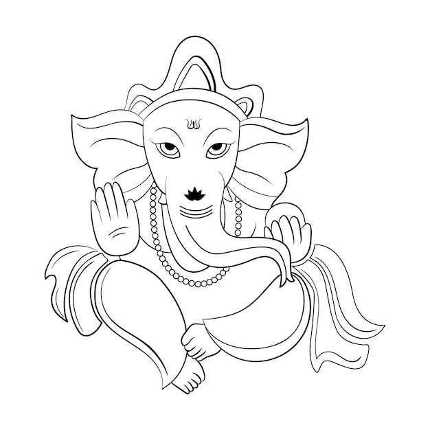 Sri ganesh black outline vector illustration.