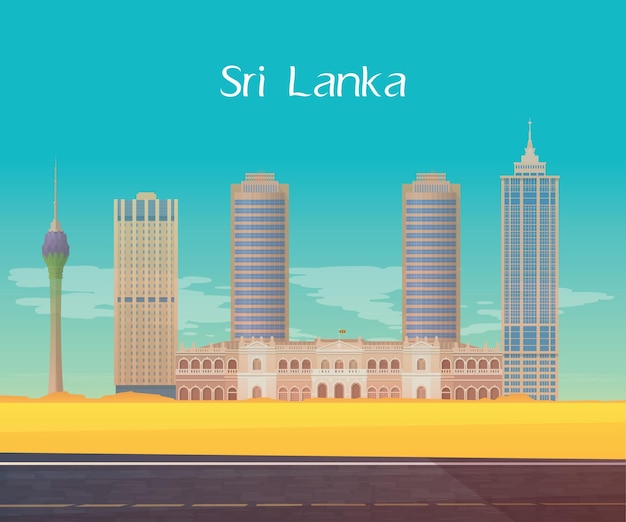 Шри-Ланка Коломбо фон неба векторная иллюстрация