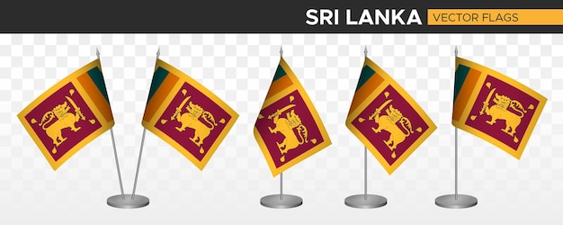 Vector sri lanka desk flags mockup 3d vector illustration table flag of sri lanka