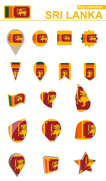 Sri lanka flag collection grande set per il design