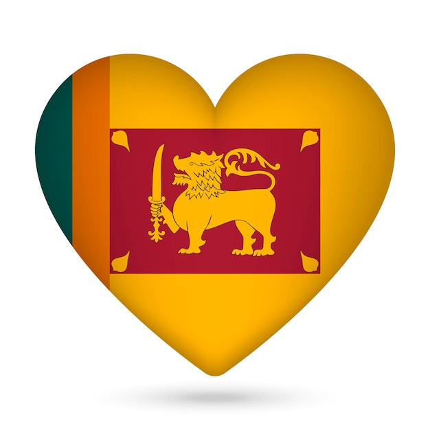 Sri Lanka flag in heart shape Vector illustration