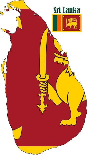ベクトル スリランカの地図と国旗