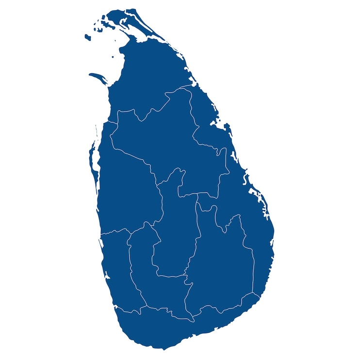 Vector sri lanka map map of sri lanka in nine main regions in blue color
