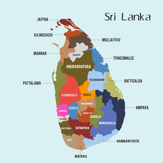 Vettore mappa dello sri lanka