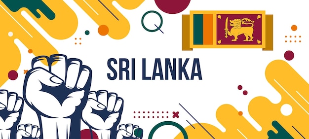 Vector sri lanka national day banner with flag, and geometric abstract background design