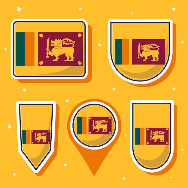 Vector sri lanka national flag cartoon vector icon mascot bundle packs south asian countries flag icon