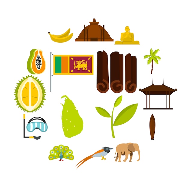 Vector sri lanka travel set flat icons