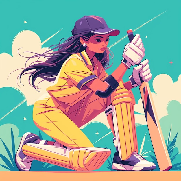 Vector a sri lankan woman is playing cricket