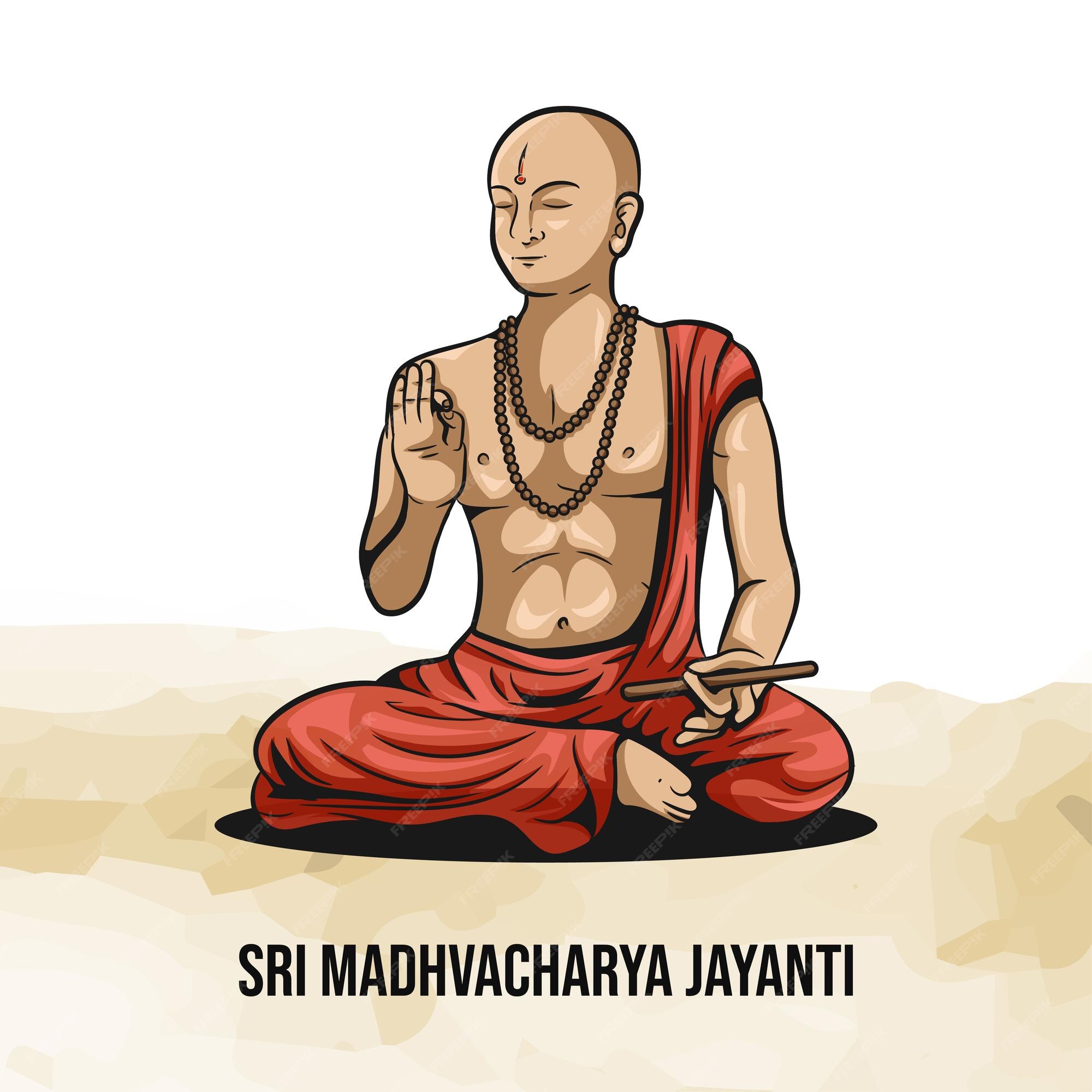 Premium Vector | Sri madhvacharya jayanti is celebrated on dashami ...