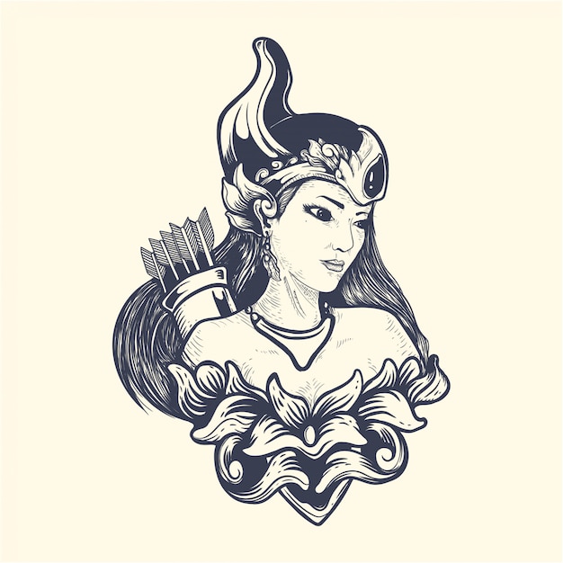 srikandi from javanese mythology artwork illustration