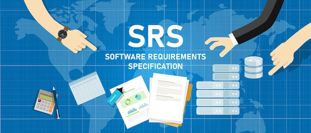 Vector srs software requirements specification planning information technology document paper management