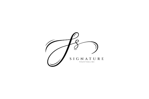 Ss beginletter handschrift en handtekening logo concept handschrift initiaal logo met sjabloonelement