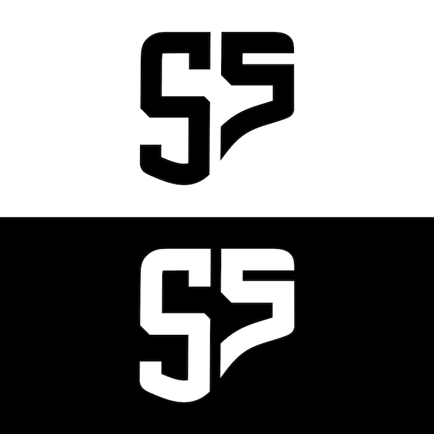 SS ロゴ SS 文字ロゴ デザイン、黒と白の色