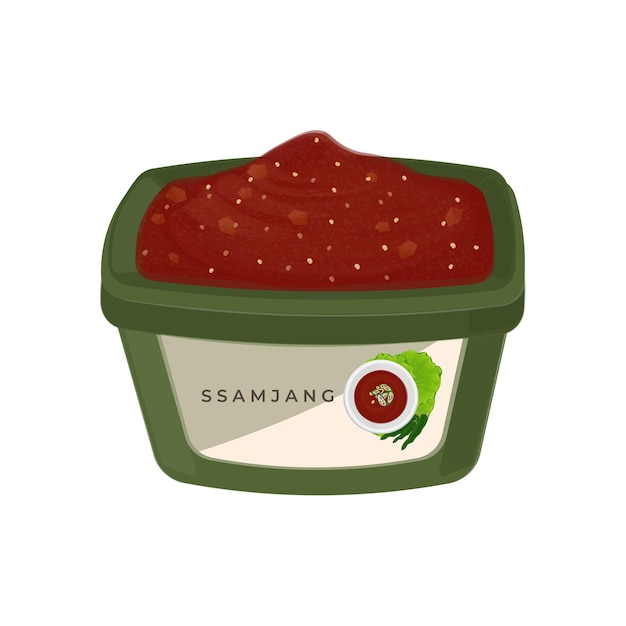 Vector ssamjang spicy koreaanse sojabonen pasta vector illustratie logo