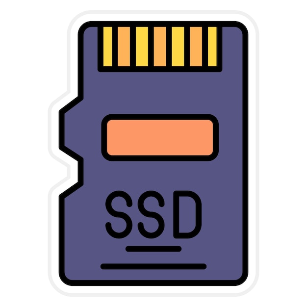Векторное изображение иконки SSD-карты может быть использовано для технологии