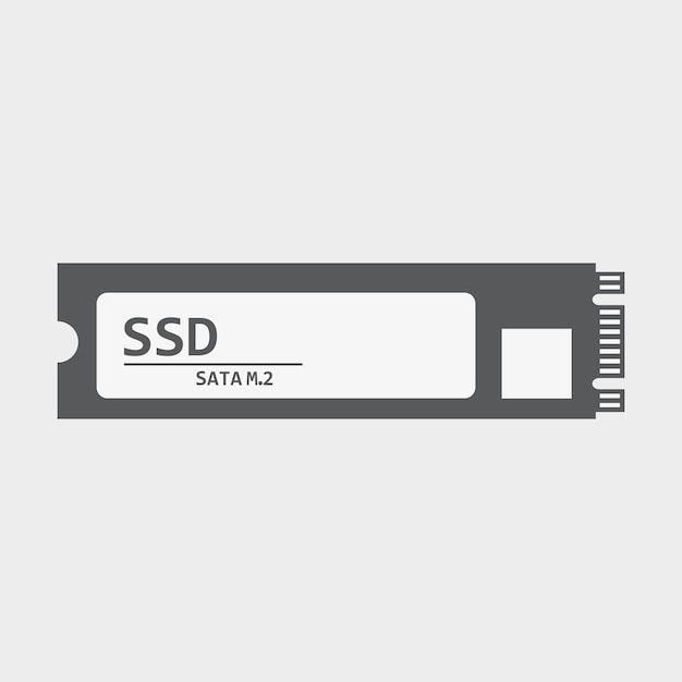 Vettore icona ssd sata m.2. simbolo del disco di archiviazione. segno di unità a stato solido.