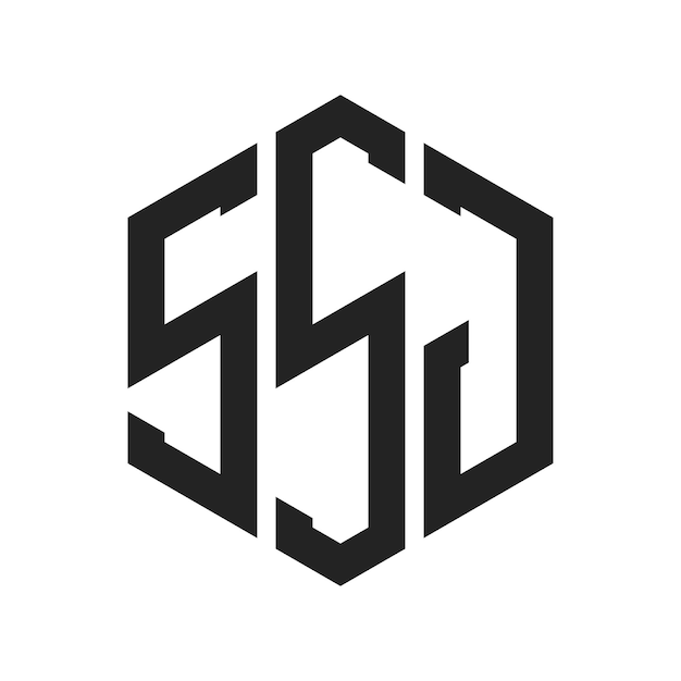 SSJ Logo Design Initiële letter SSJ Monogram Logo met behulp van zeshoekige vorm
