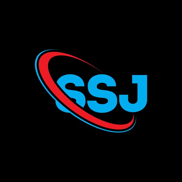 SSJ 로고: SSJ 글자, SSJ 문자 로고 디자인, SSJ 이니셜, 서클과 대문자 모노그램 로고, SSJ 타이포그래피, 기술 비즈니스 및 부동산 브랜드