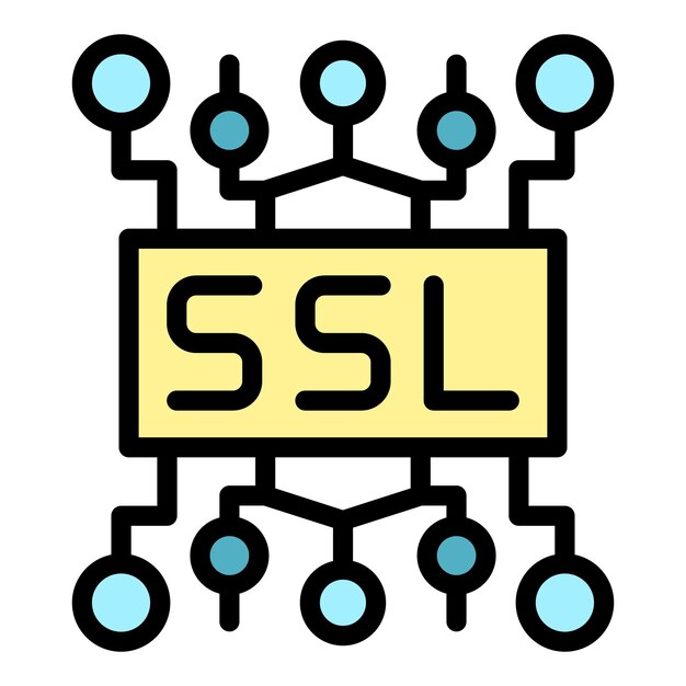 Vector ssl-certificaat pictogram overzicht ssl-certificaat vector pictogram kleur plat geïsoleerd