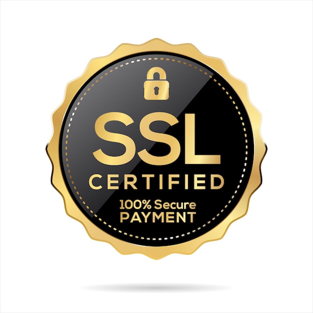 Ssl certified gold and black label vector illustration