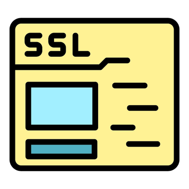 Vector ssl protect icon outline ssl protect vector icon color flat isolated