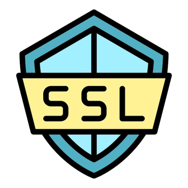 Ssl shield icon Outline ssl shield vector icon color flat isolated