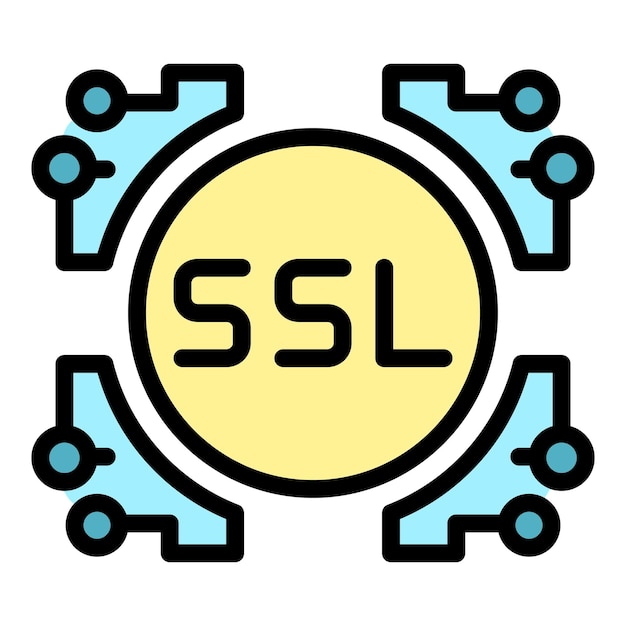 Vector ssl system icon outline ssl system vector icon color flat isolated