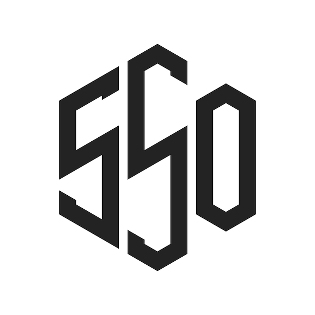 SSOのロゴデザイン イニシャルレター SSOモノグラム 六角形の形を用いたロゴ