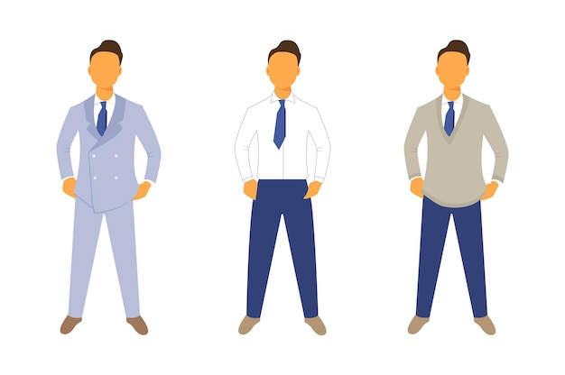 Vector sstanding men in different office cloth