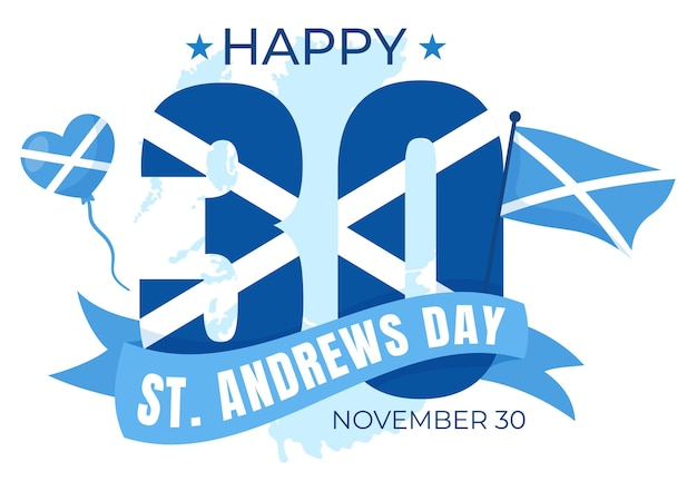 St Andrew Day Vector Illustration on 30 November with Scotland Flag in National Holiday Celebration