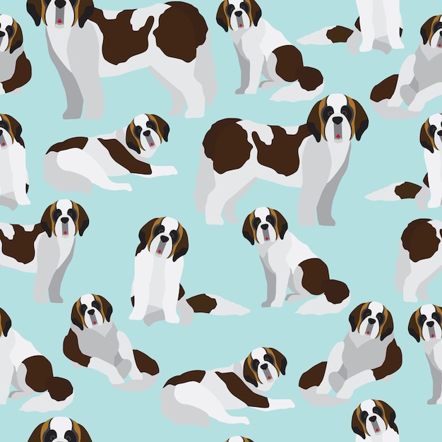 St. bernard dog seamless pattern