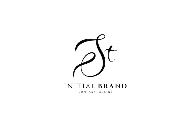 St eerste handschrift logo Monogram brief handtekening vector