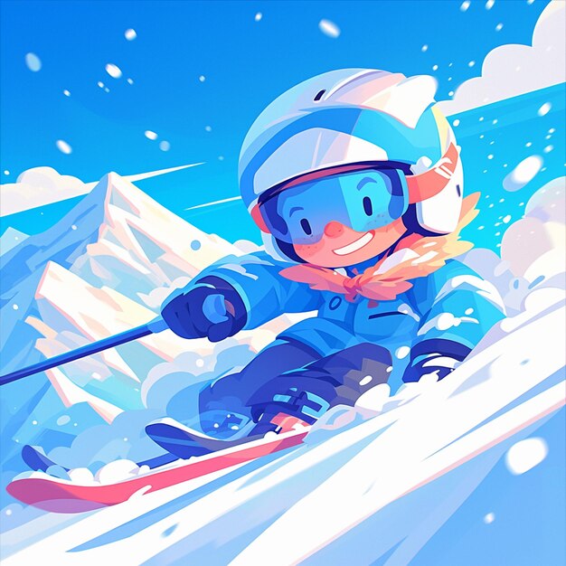 Vector a st louis boy does backcountry skiing in cartoon style