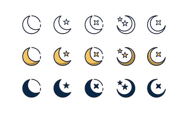 Vector st of moon icon symbols