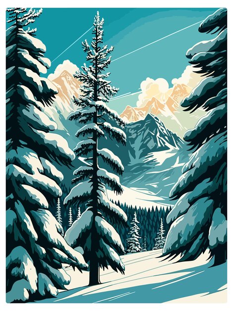 Vettore st mortiz ski ski vintage poster di viaggio souvenir cartolina ritratto pittura illustrazione wpa