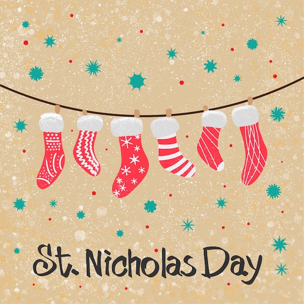 Vector st nicholas day holiday card decoration