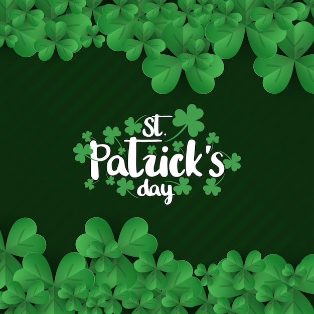 St Patrick card with leafs and pattern background 