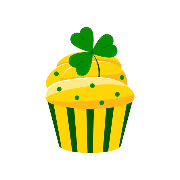 St patrick cupcake met klaver geïsoleerd op witte achtergrond