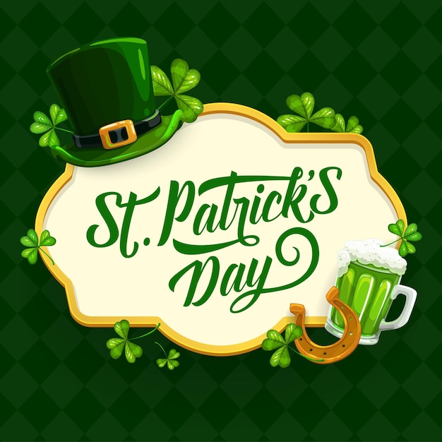 Vector st patrick day cartoon vector poster met klaver