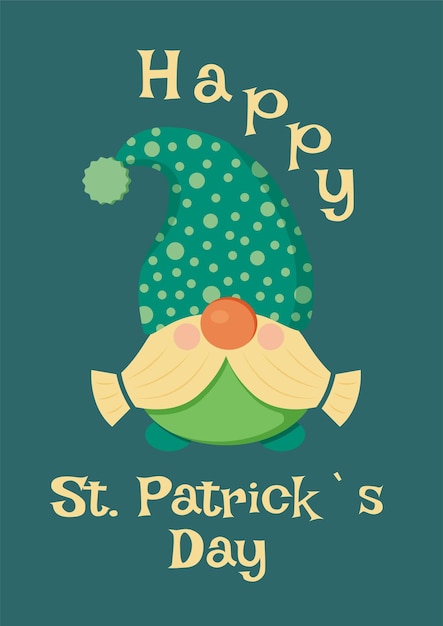 St Patrick Day Gnome Green Card