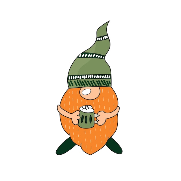 Vector st. patrick day - irish gnome with green beer. cartoon vector leprechaun color illustration for cards, decor, shirt design, invitation to the pub.