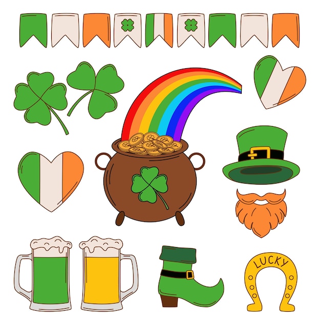 St Patrick day vector illustration set