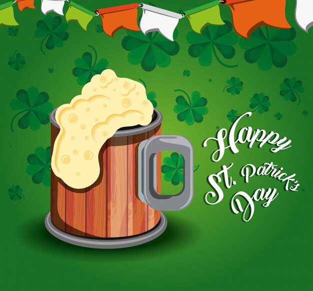 St patrick day with beer and garlands