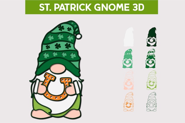 Vector st. patrick gnome 3d gnome